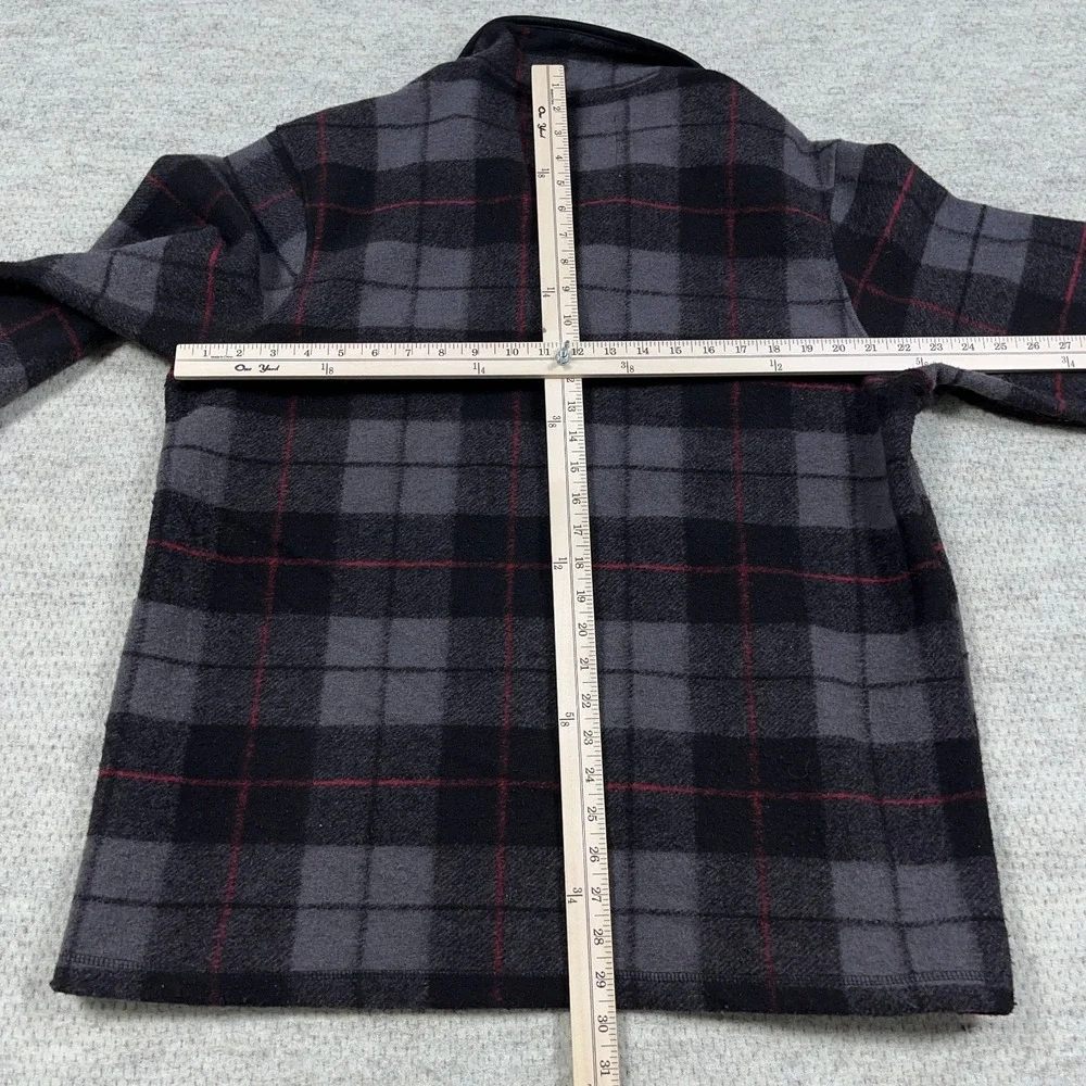 John‎ Wayne Sweater Men Large Black Gray Plaid Pullover Quarter Zip Sweatshirt